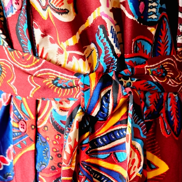 🏷️Truly 4 You Button Front Longsleeve Tie Waist Floral Midi Dress 2X - Picture 6 of 9